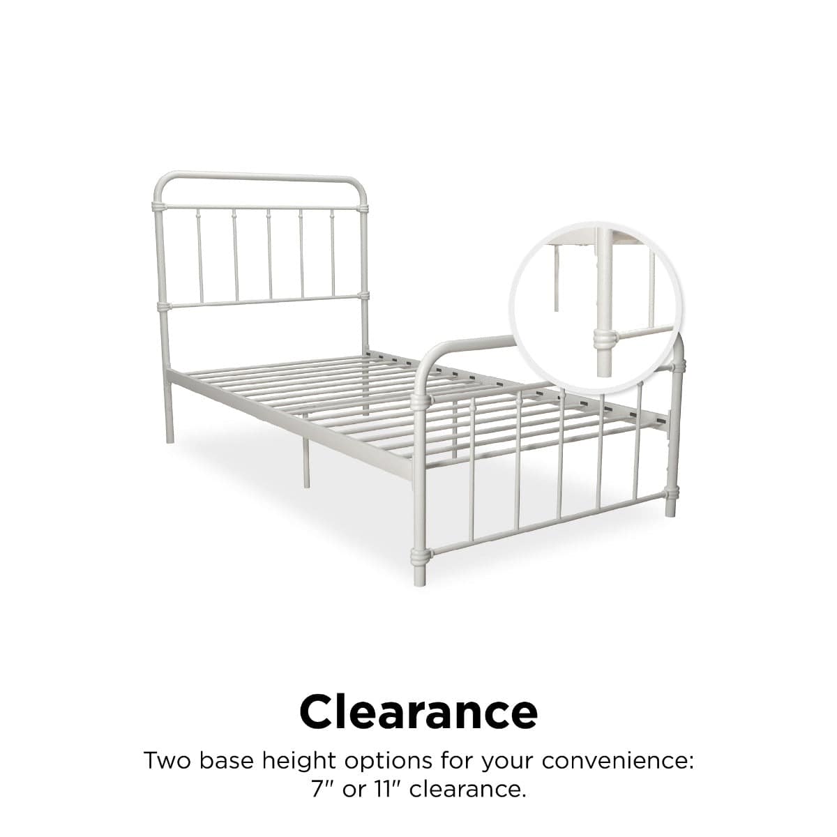 Wallace Single Bed in White Metal by Dorel - Price Crash Furniture