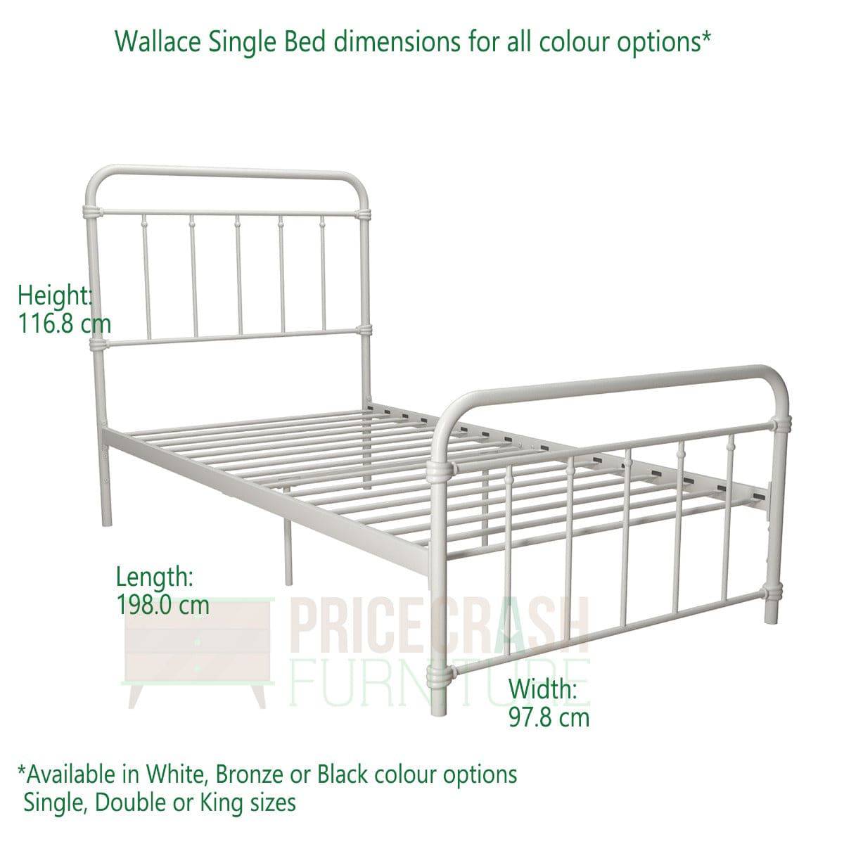 Wallace Single Bed in White Metal by Dorel - Price Crash Furniture