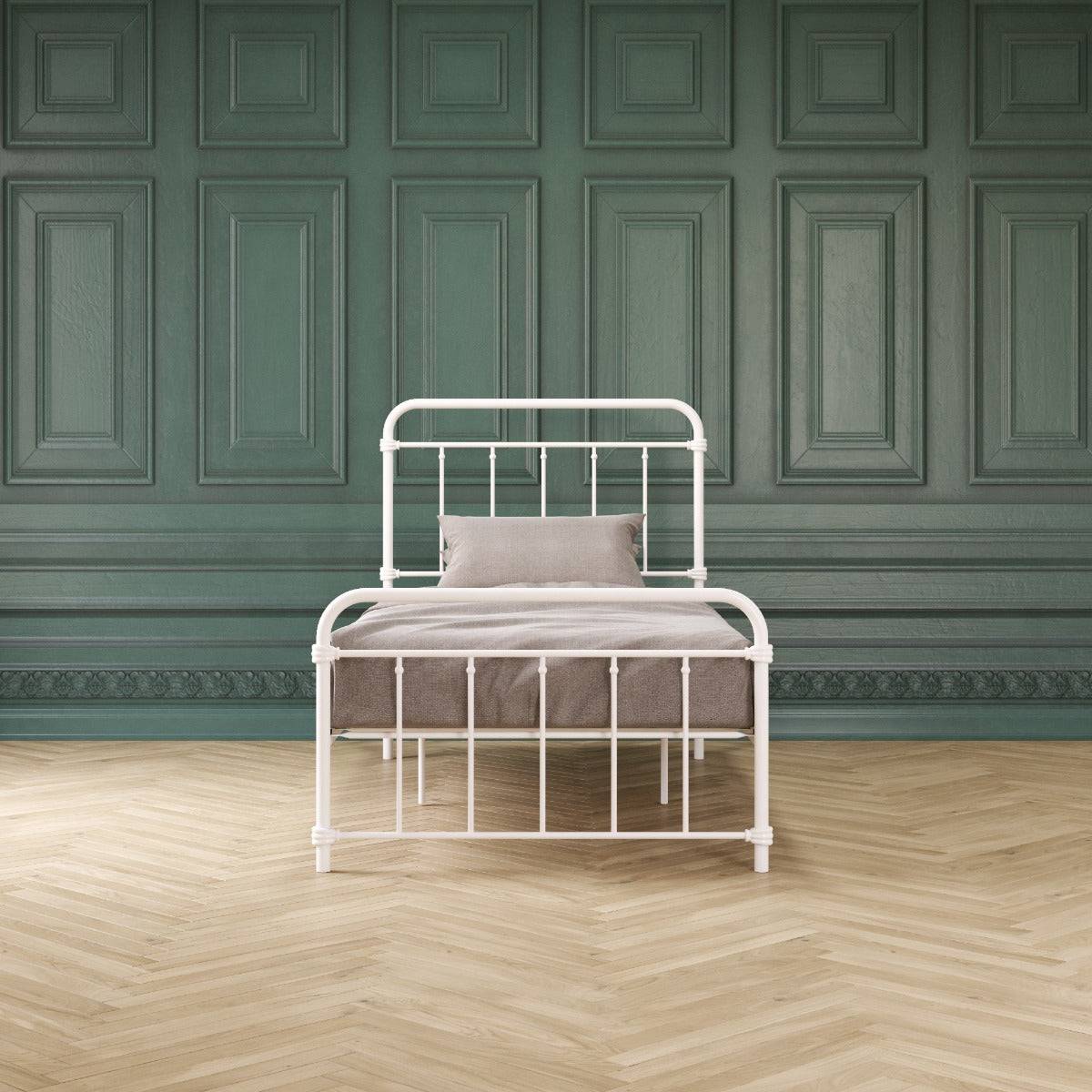 Wallace Single Bed in White Metal by Dorel - Price Crash Furniture