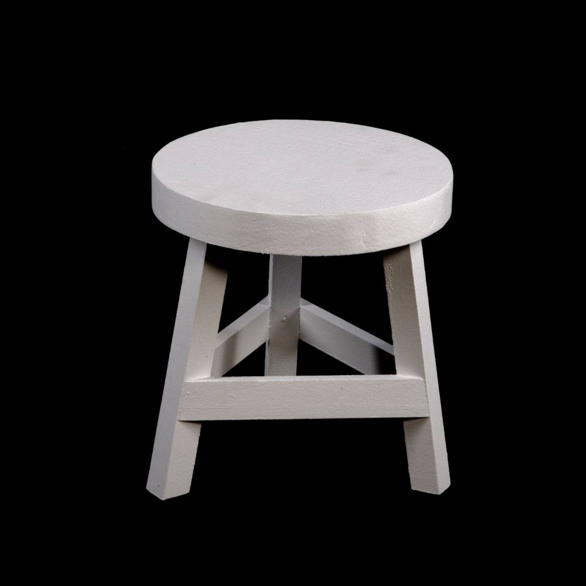 White Three Legged Stool Standing at 23 cm High - Price Crash Furniture