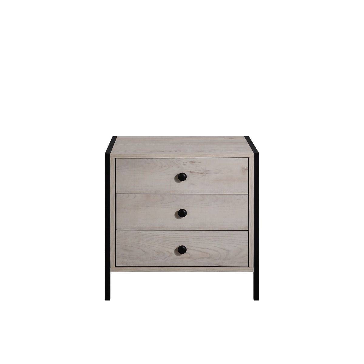 Zahra 3 drawer bedside table in ash oak effect by TAD - Price Crash Furniture