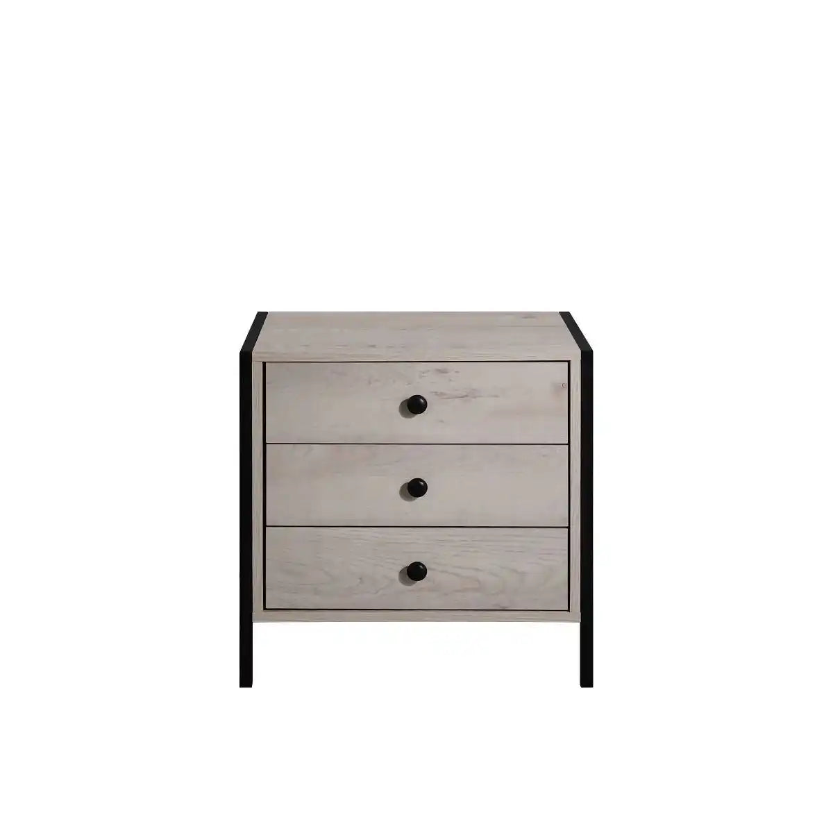 Zahra 3 drawer bedside table in ash oak effect by TAD - Price Crash Furniture