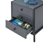 Zahra 3 drawer bedside table in matte grey by TAD - Price Crash Furniture