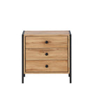 Zahra 3 drawer bedside table in oak effect by TAD - Price Crash Furniture