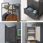 Zahra bedroom set: 3 piece open wardrobe set in black wood effect by TAD - Price Crash Furniture