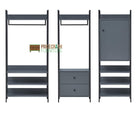 Zahra bedroom set: 3 piece open wardrobe set in matte grey by TAD - Price Crash Furniture