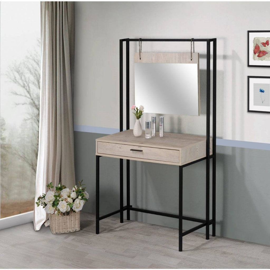 Zahra dressing table with mirror in ash oak effect by TAD - Price Crash Furniture