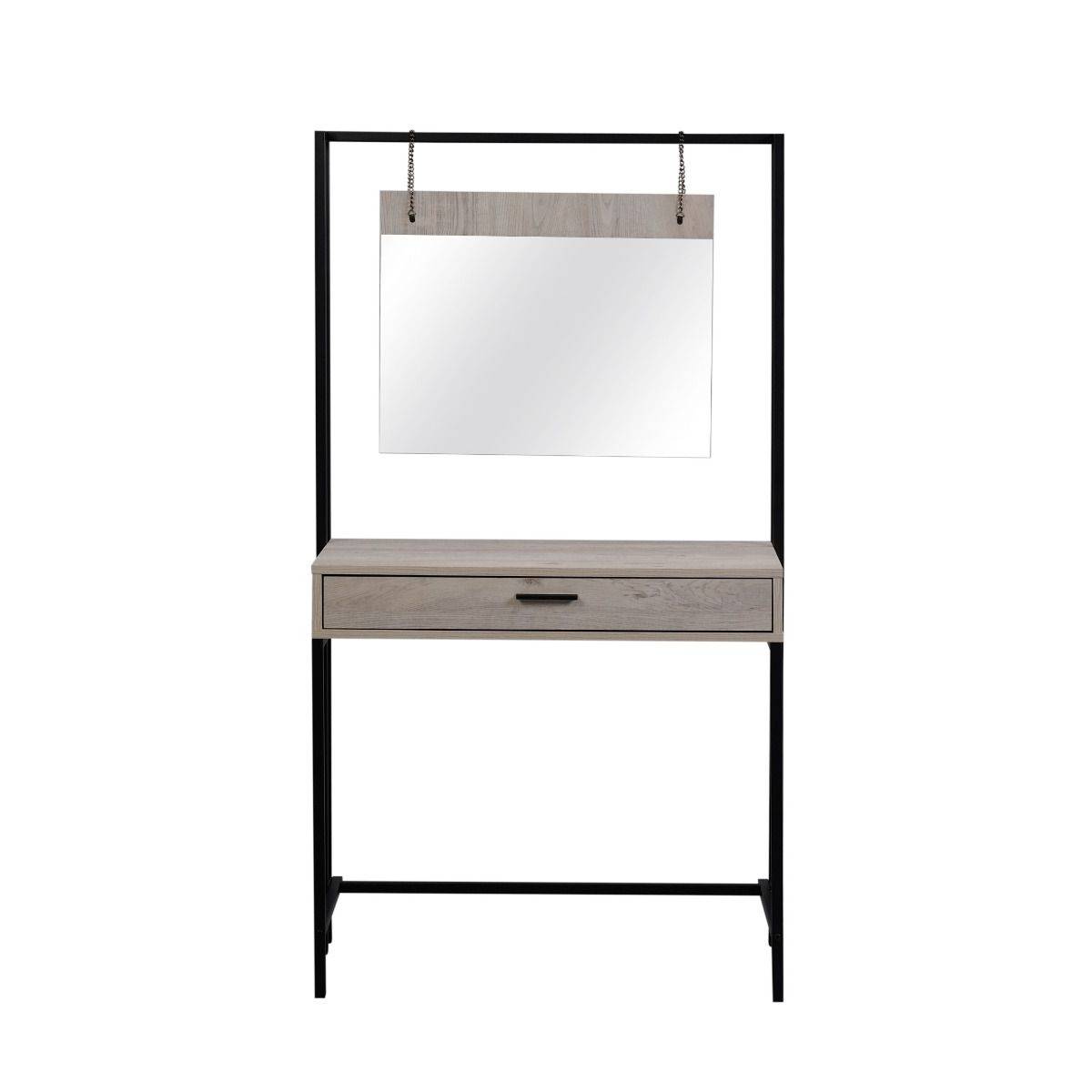 Zahra dressing table with mirror in ash oak effect by TAD - Price Crash Furniture