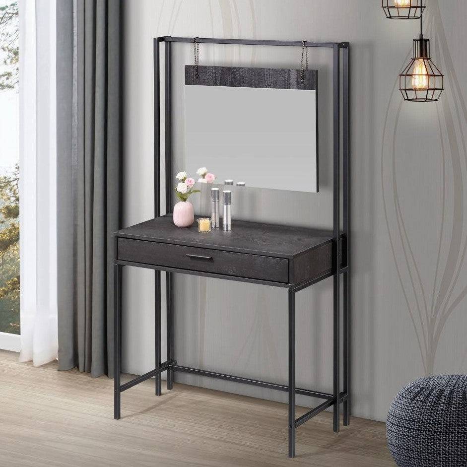 Zahra dressing table with mirror in black wood effect by TAD - Price Crash Furniture