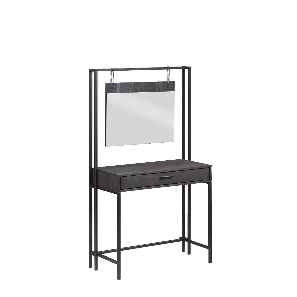 Zahra dressing table with mirror in black wood effect by TAD - Price Crash Furniture