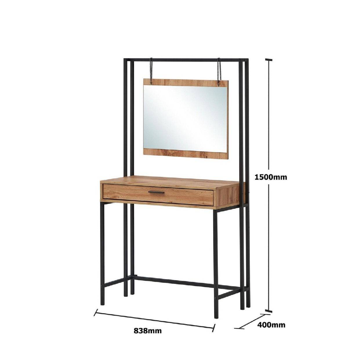 Zahra dressing table with mirror in oak effect by TAD - Price Crash Furniture