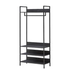 Zahra open wardrobe (wide) with 4 shelves in black wood effect by TAD - Price Crash Furniture