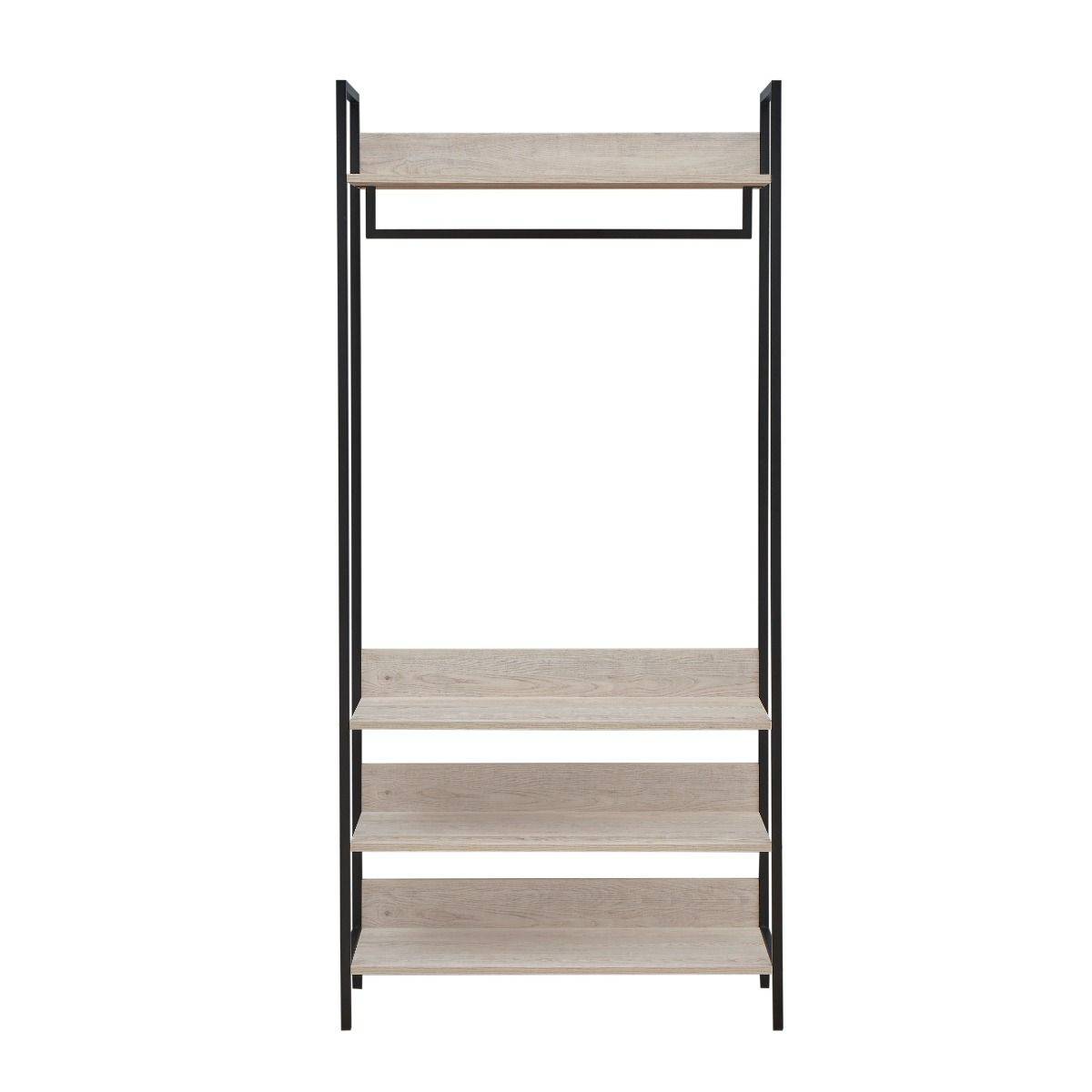 Zahra open wardrobe (wide) with 4 shelves in matte grey by TAD - Price Crash Furniture