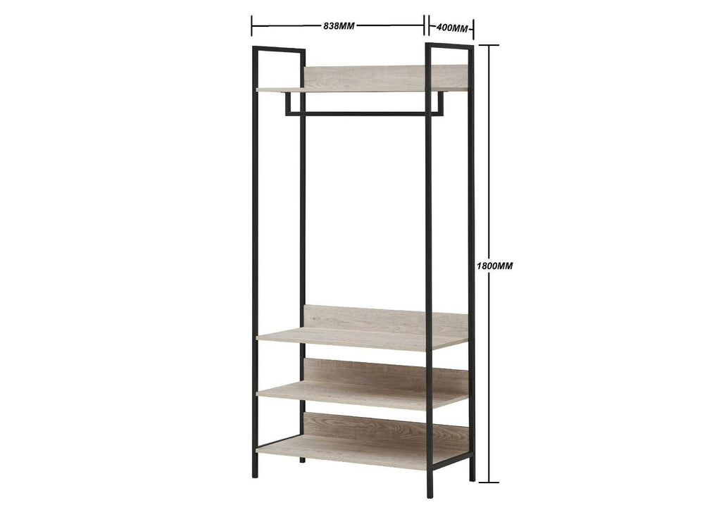 Zahra open wardrobe (wide) with 4 shelves in matte grey by TAD - Price Crash Furniture