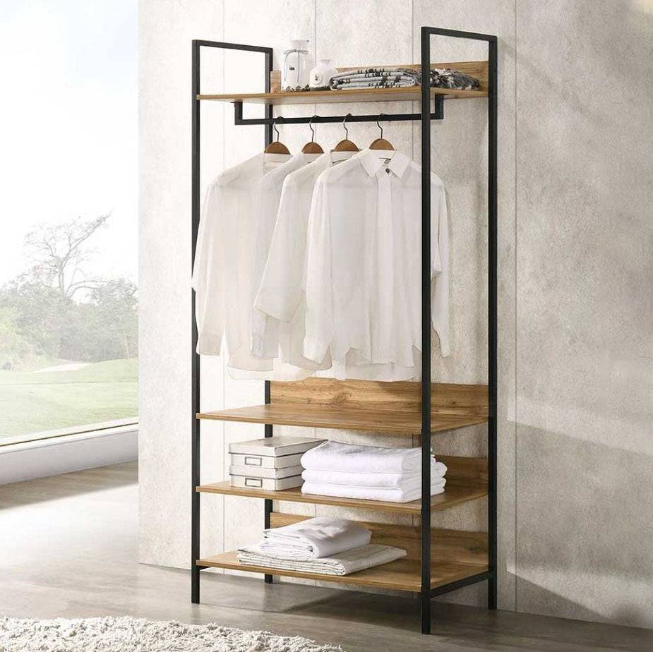 Zahra open wardrobe (wide) with 4 shelves in oak effect by TAD - Price Crash Furniture