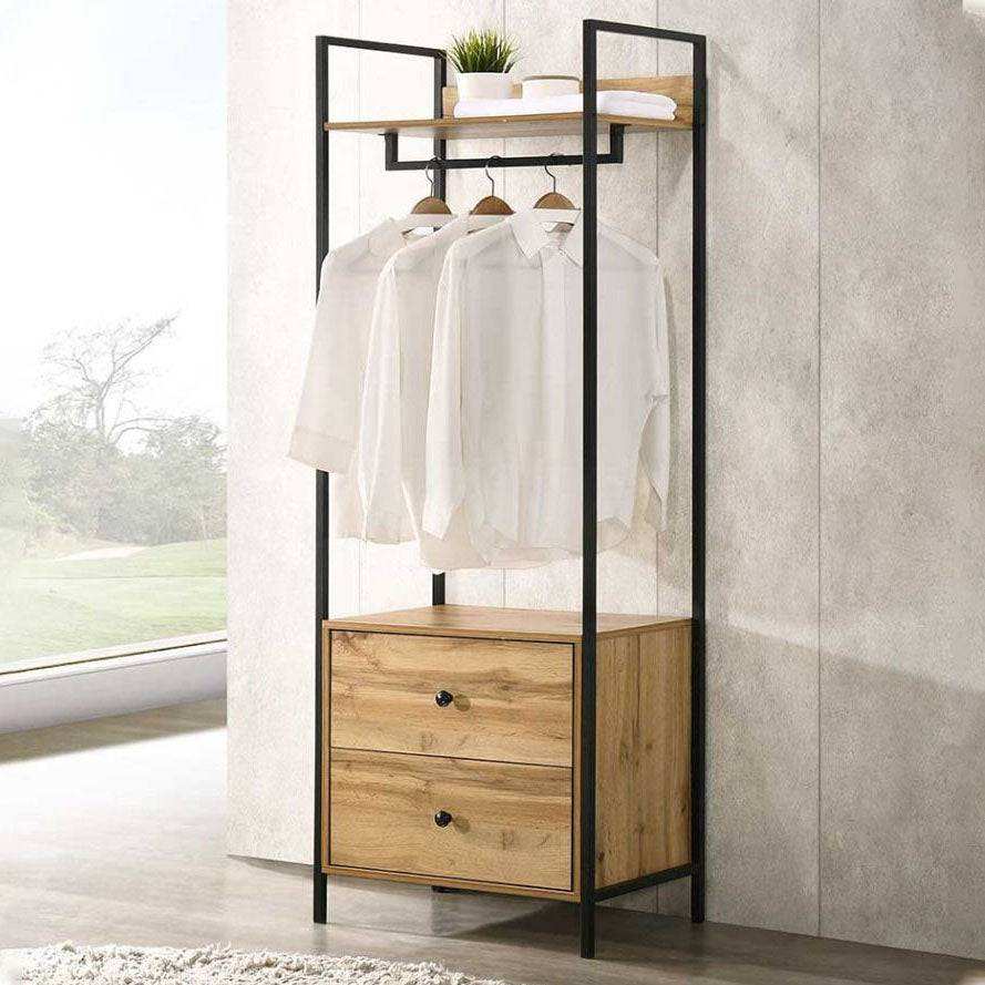 Zahra open wardrobe with 2 drawers in oak effect by TAD - Price Crash Furniture