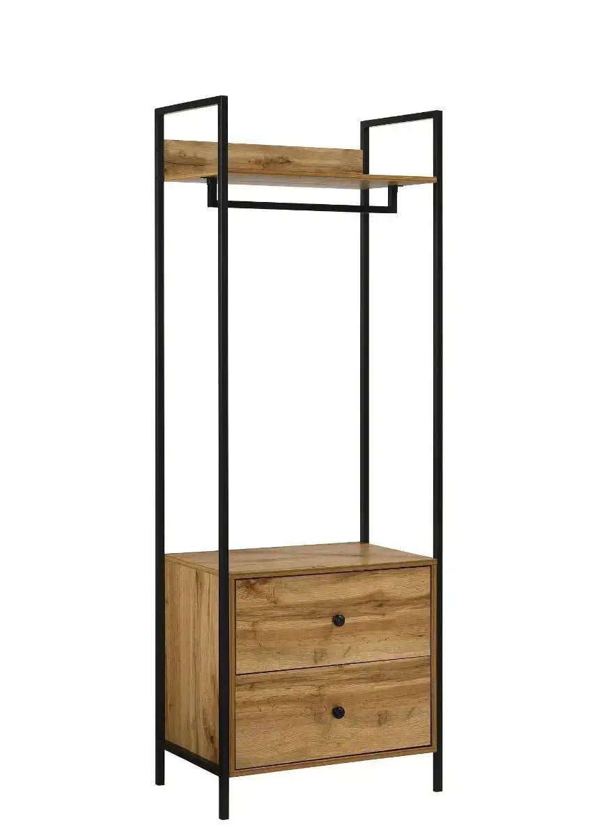 Zahra open wardrobe with 2 drawers in oak effect by TAD - Price Crash Furniture