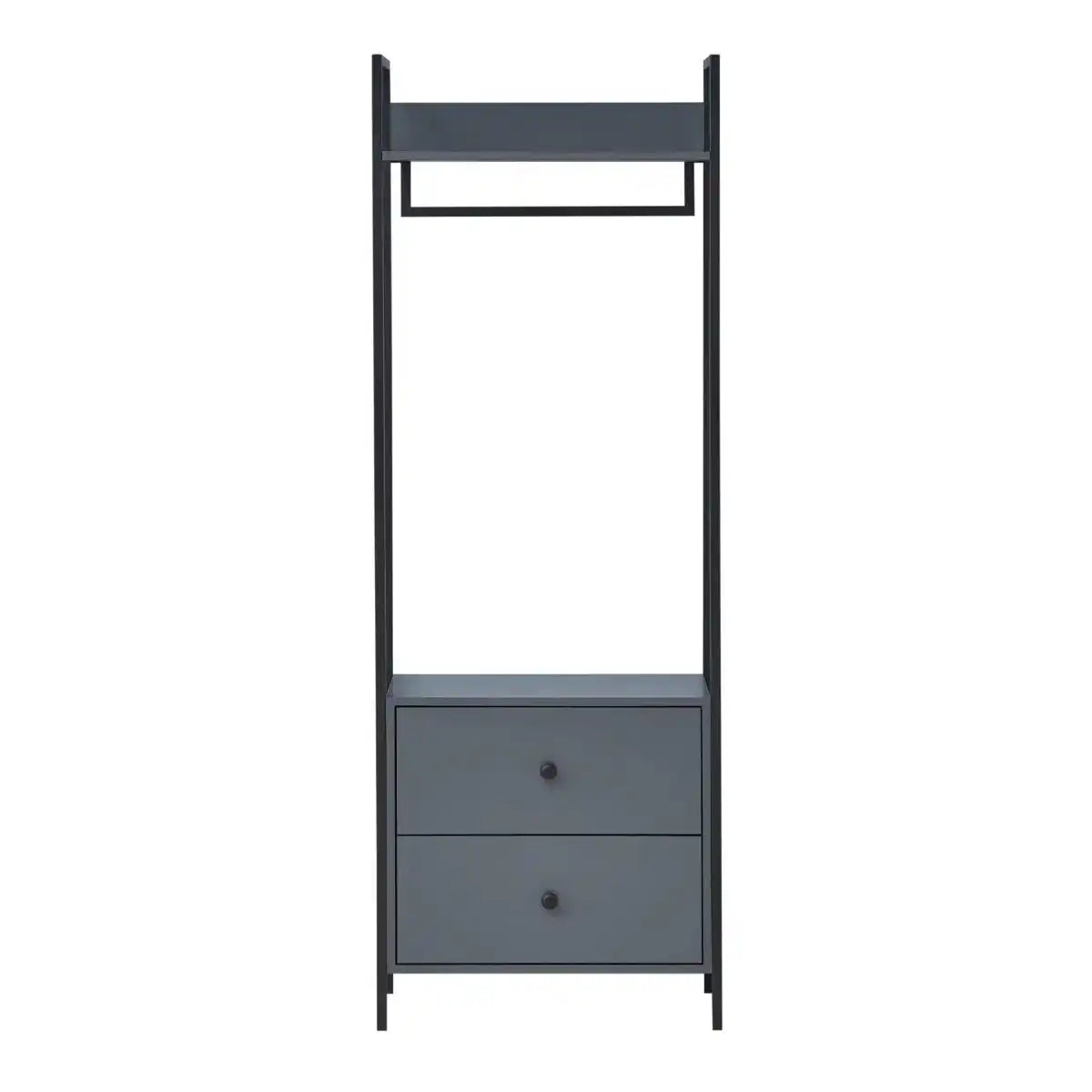 Zahra open wardrobe with 2 drawers in matte grey effect by TAD - Price Crash Furniture