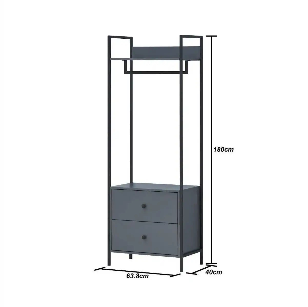 Zahra open wardrobe with 2 drawers in matte grey effect by TAD - Price Crash Furniture