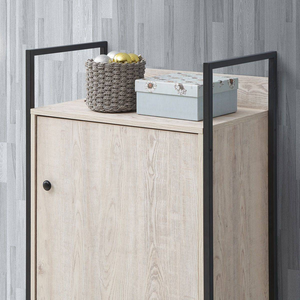 Zahra storage cabinet with 1 door and 3 shelves in ash oak effect by TAD - Price Crash Furniture