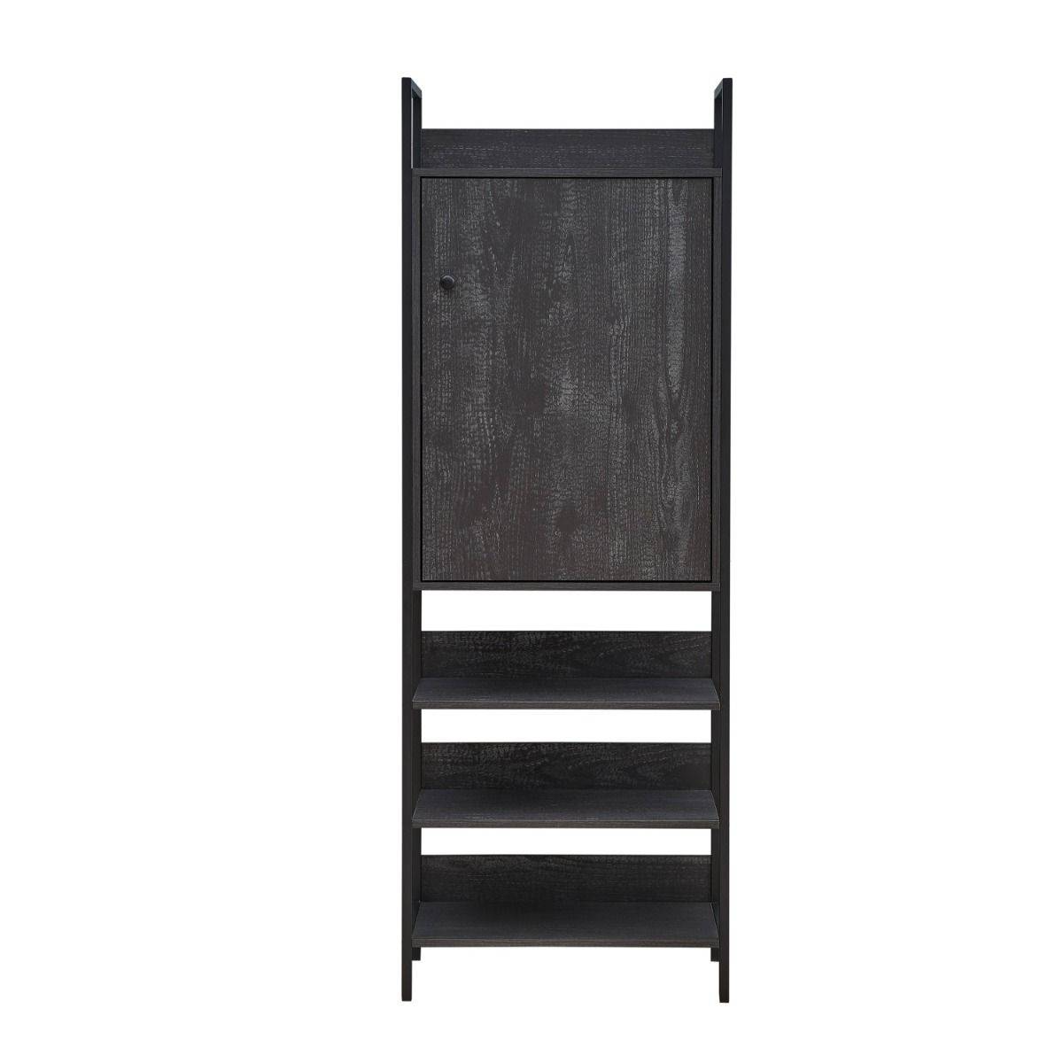 Zahra storage cabinet with 1 door and 3 shelves in black wood effect by TAD - Price Crash Furniture