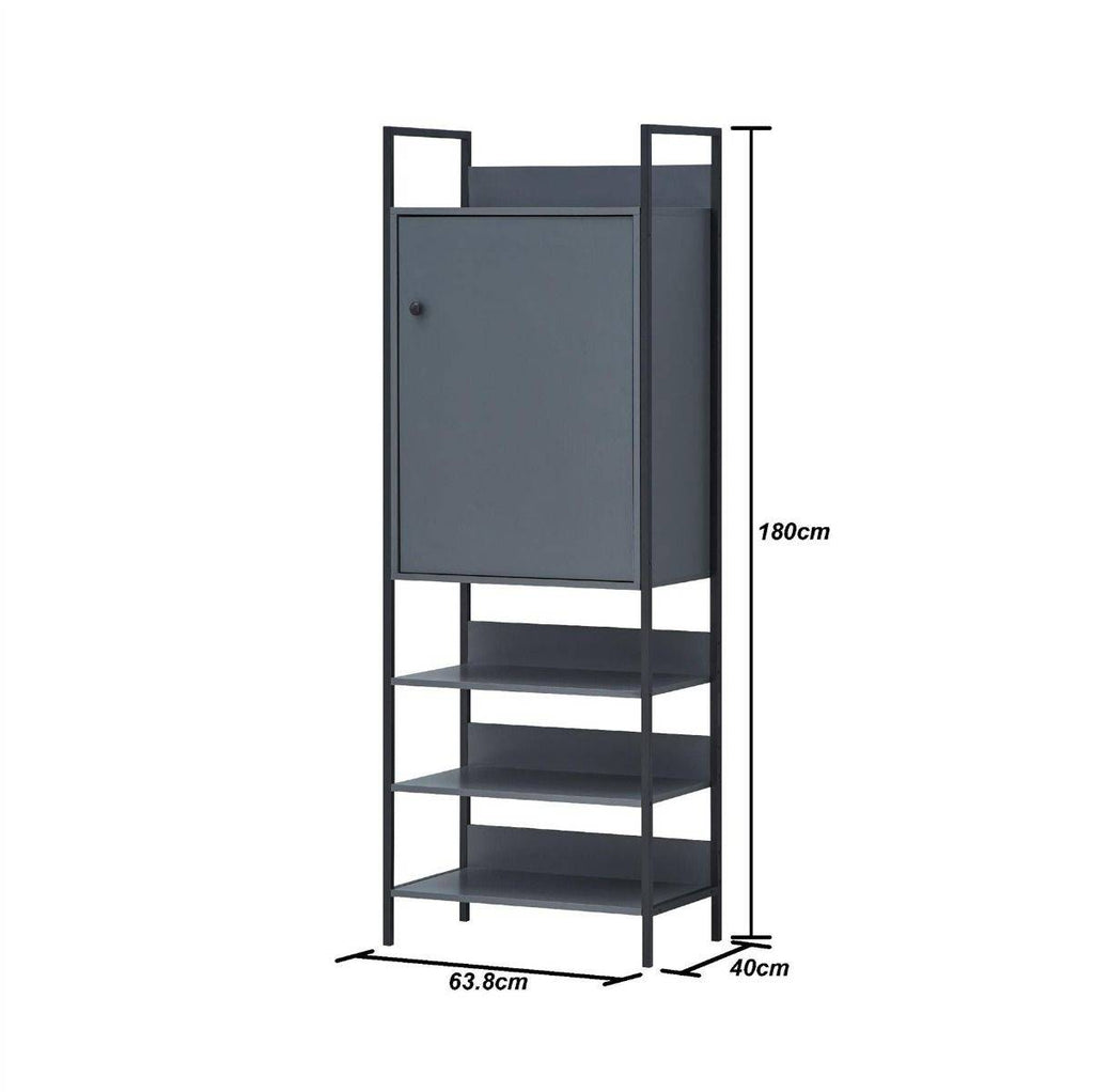 Zahra storage cabinet with 1 door and 3 shelves in matte grey by TAD - Price Crash Furniture