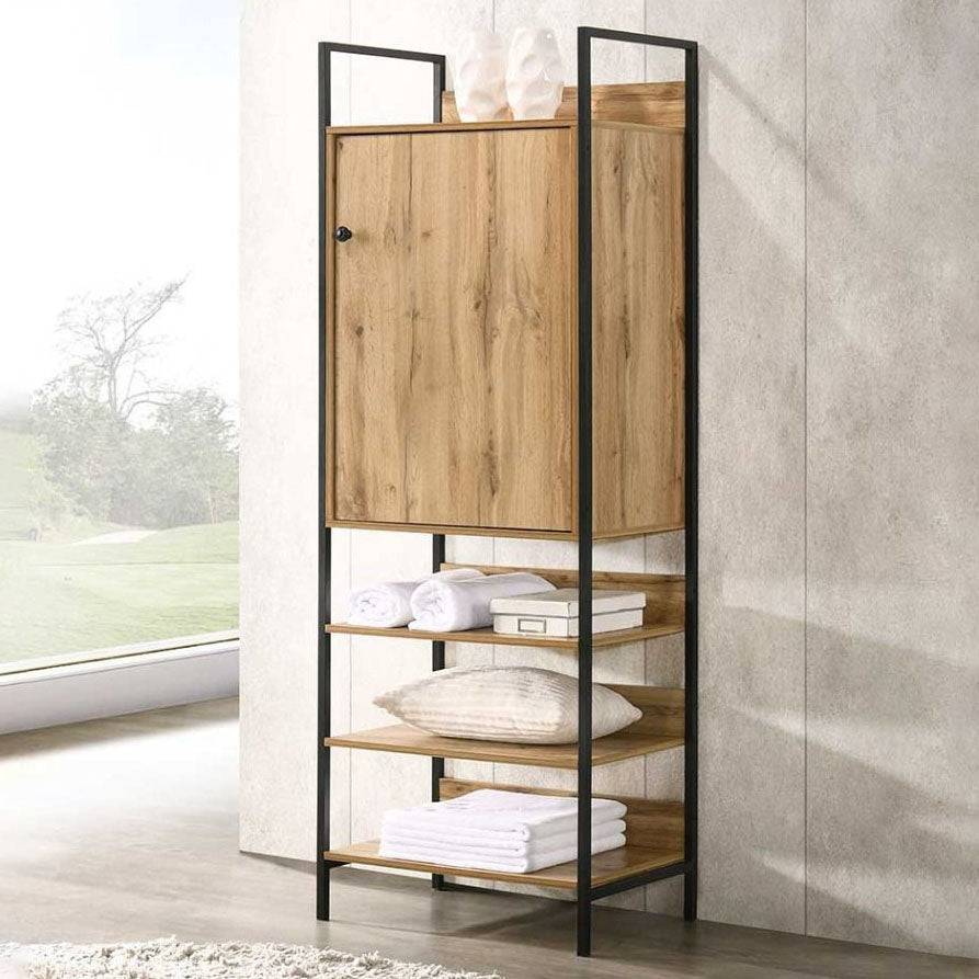 Zahra storage cabinet with 1 door and 3 shelves in oak effect by TAD - Price Crash Furniture