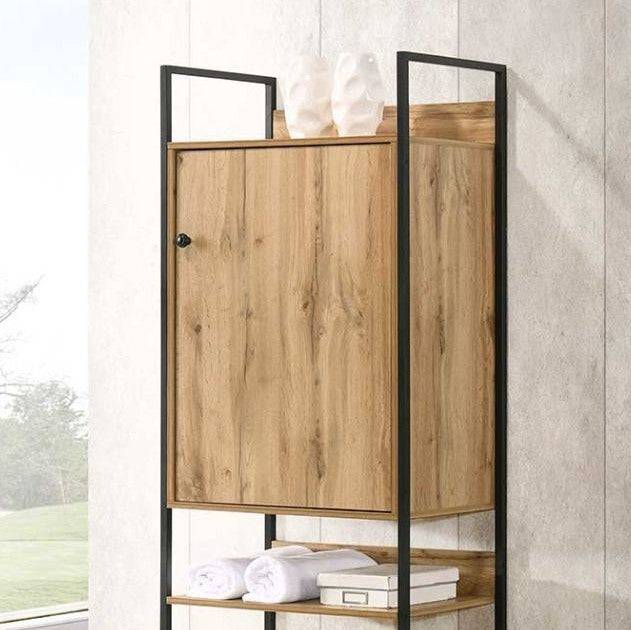 Zahra storage cabinet with 1 door and 3 shelves in oak effect by TAD - Price Crash Furniture