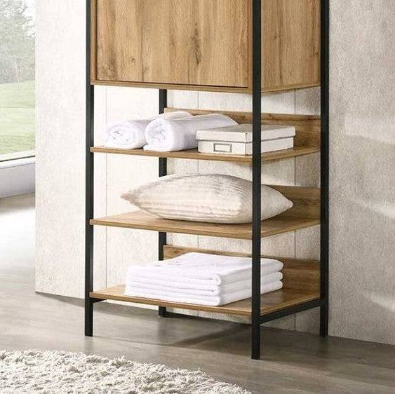 Zahra storage cabinet with 1 door and 3 shelves in oak effect by TAD - Price Crash Furniture