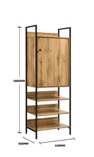 Zahra storage cabinet with 1 door and 3 shelves in oak effect by TAD - Price Crash Furniture