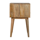 Zig-zag Parquet Pattern 1 Drawer Bedside Table in Oak-effect Mango Wood - Price Crash Furniture