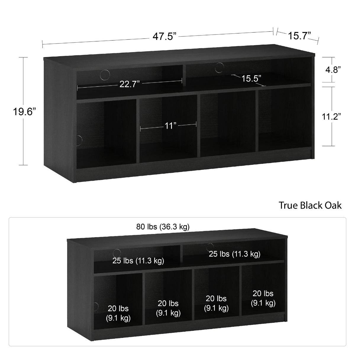 4 Cube TV Stand in True Black Oak by Dorel - Price Crash Furniture