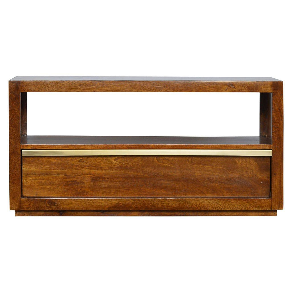 ArtHaus Collection Gold Brass Inlay Chestnut Drawer Bedside - Price Crash Furniture