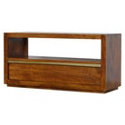 ArtHaus Collection Gold Brass Inlay Chestnut Drawer Bedside - Price Crash Furniture