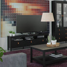 Barcelona TV Unit 3 Drawers in Matt Black - Price Crash Furniture