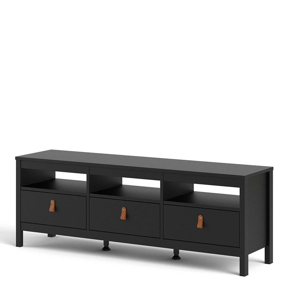 Barcelona TV Unit 3 Drawers in Matt Black - Price Crash Furniture