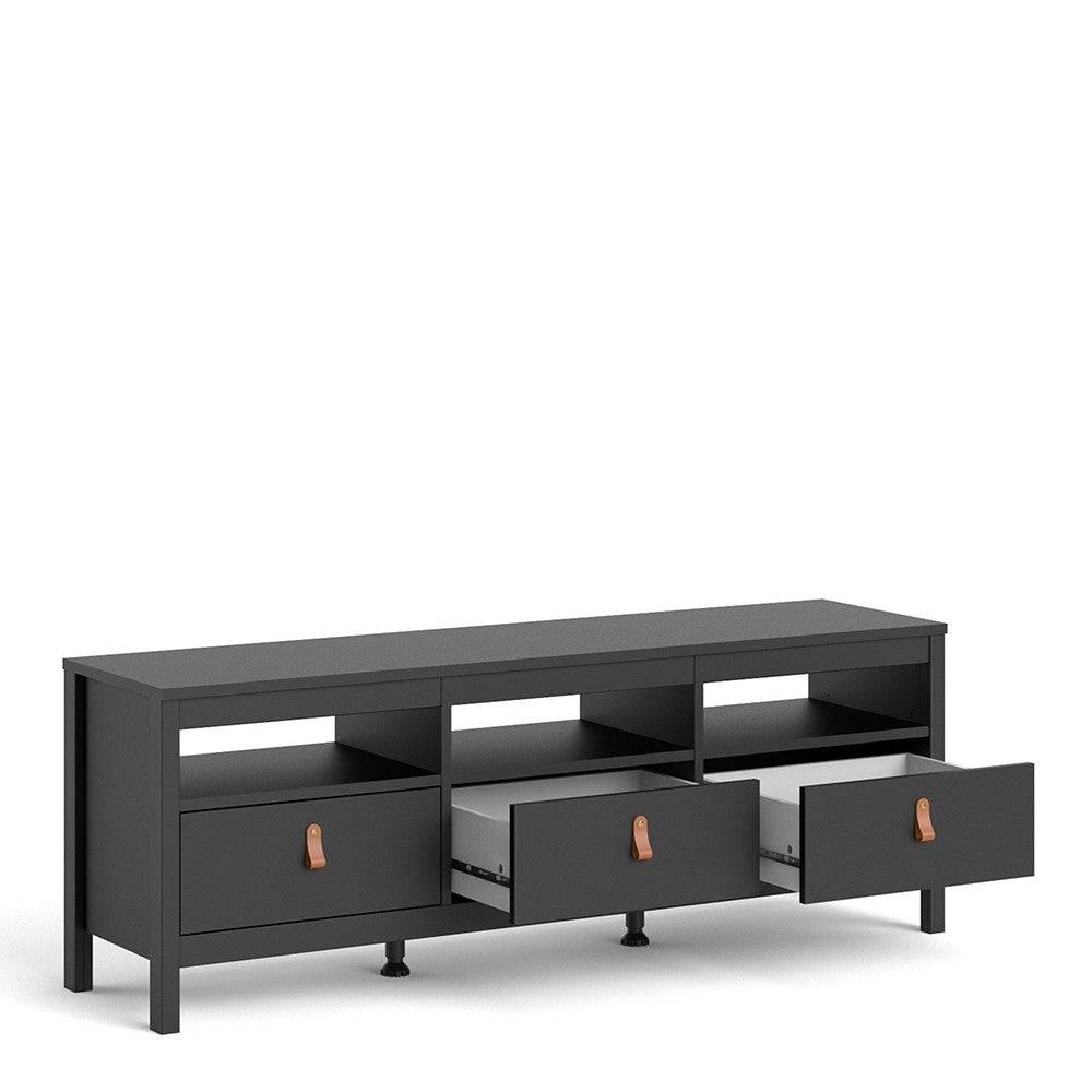 Barcelona TV Unit 3 Drawers in Matt Black - Price Crash Furniture