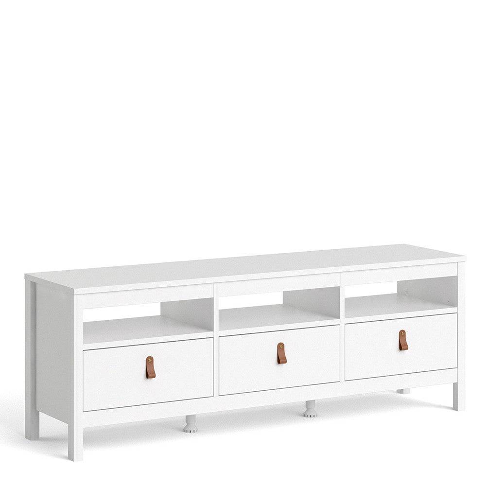 Barcelona TV Unit 3 Drawers in White - Price Crash Furniture