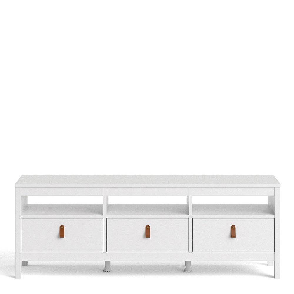 Barcelona TV Unit 3 Drawers in White - Price Crash Furniture