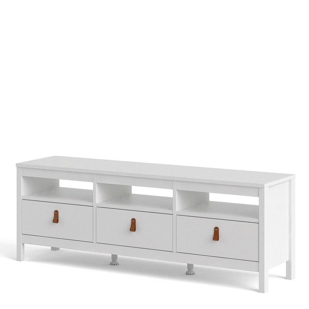 Barcelona TV Unit 3 Drawers in White - Price Crash Furniture