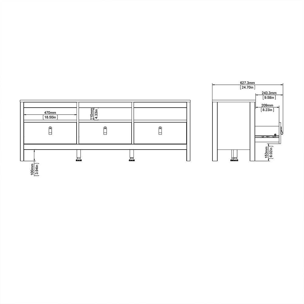 Barcelona TV Unit 3 Drawers in White - Price Crash Furniture