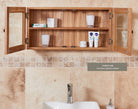 Baumhaus Bathroom Collection - Solid Oak Glass Double Door Cabinet - Price Crash Furniture