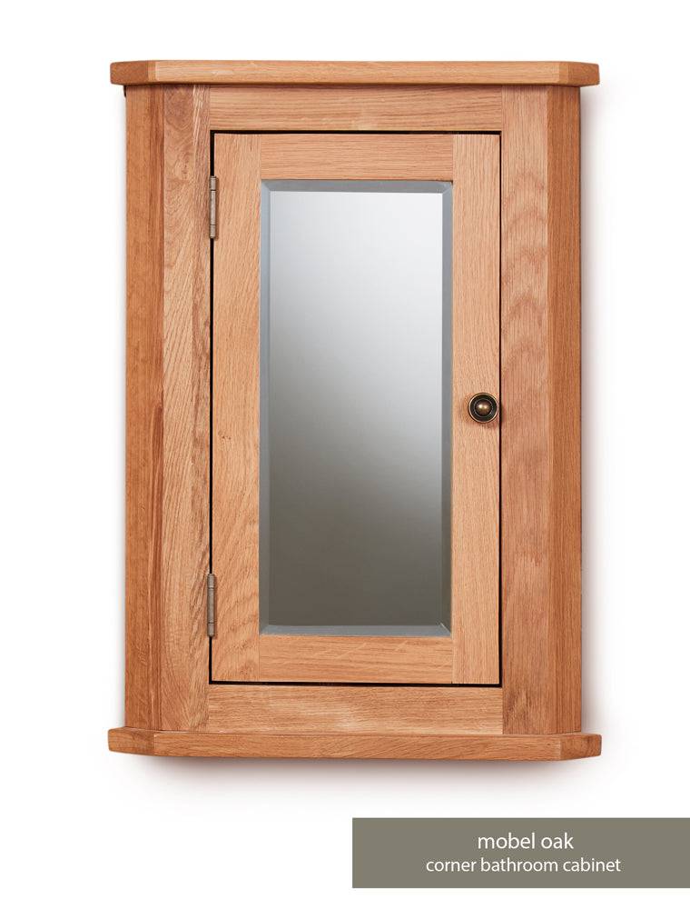 Baumhaus Bathroom Collection - Solid Oak Mirrored Corner Wall Cabinet - Price Crash Furniture