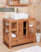 Baumhaus Bathroom Collection - Solid Oak Two Door Single Sink Unit (Square) - Price Crash Furniture