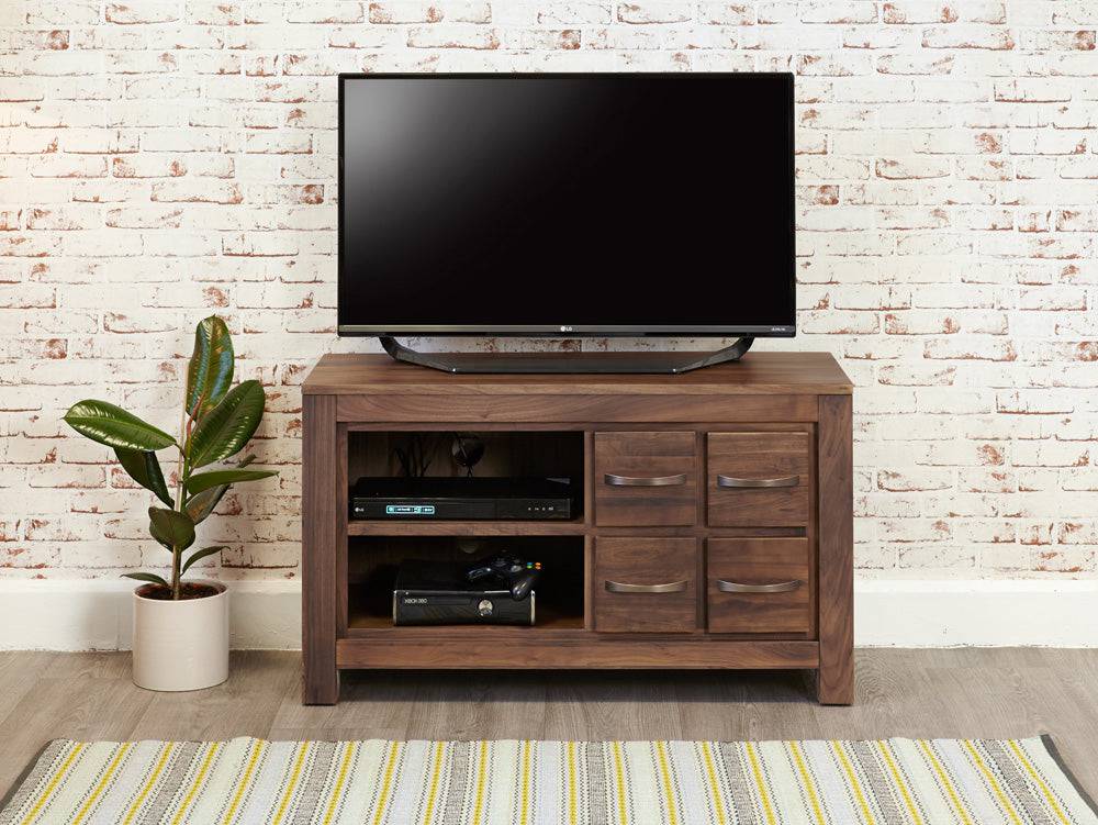 Baumhaus Mayan Walnut Four Drawer Television Cabinet - Price Crash Furniture