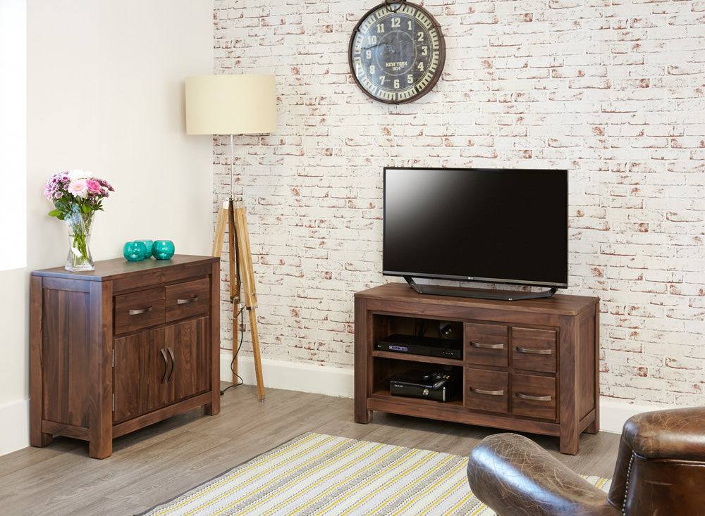 Baumhaus Mayan Walnut Four Drawer Television Cabinet - Price Crash Furniture