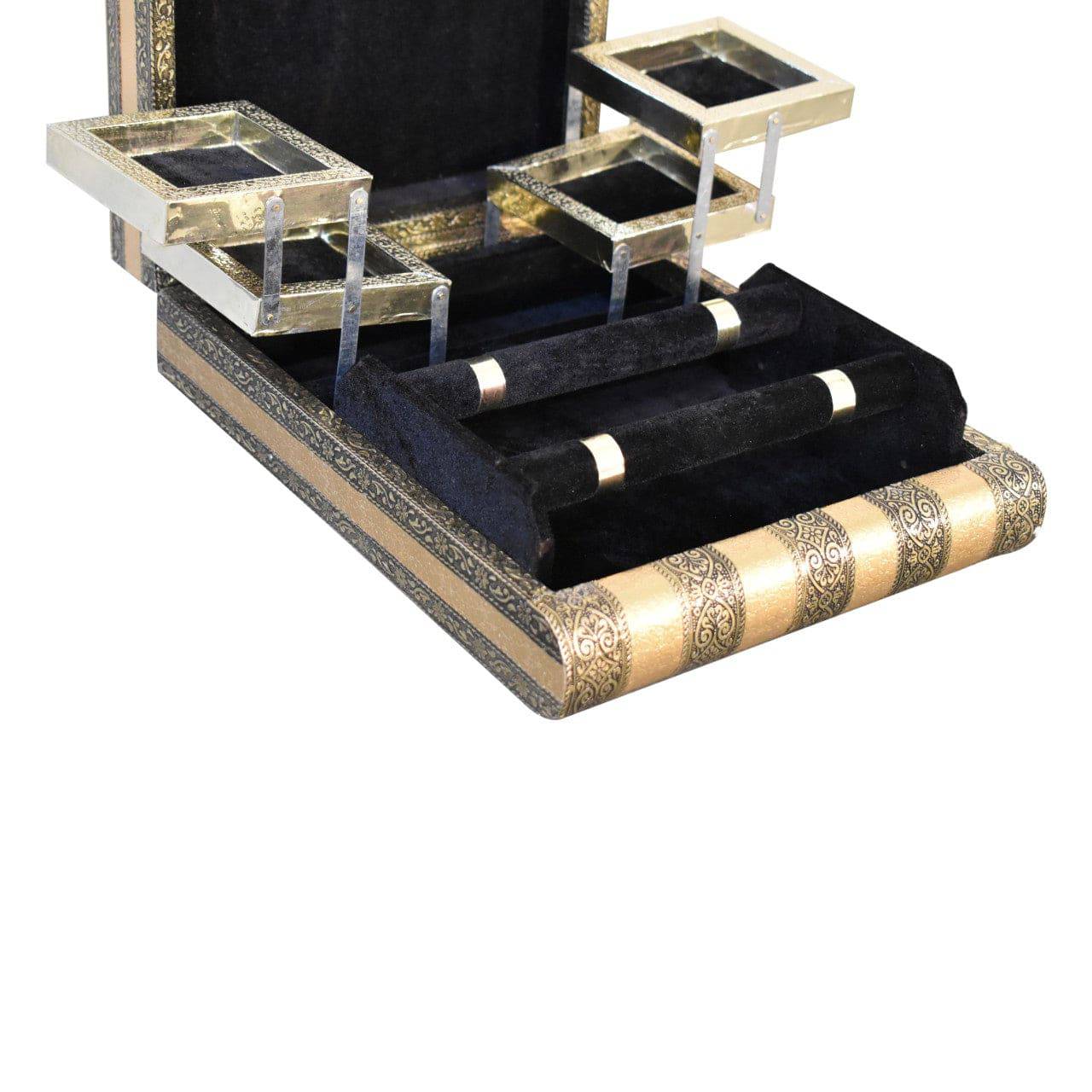 Black Velvet Double Rod Jewellery Box by Artisan Furniture - Price Crash Furniture