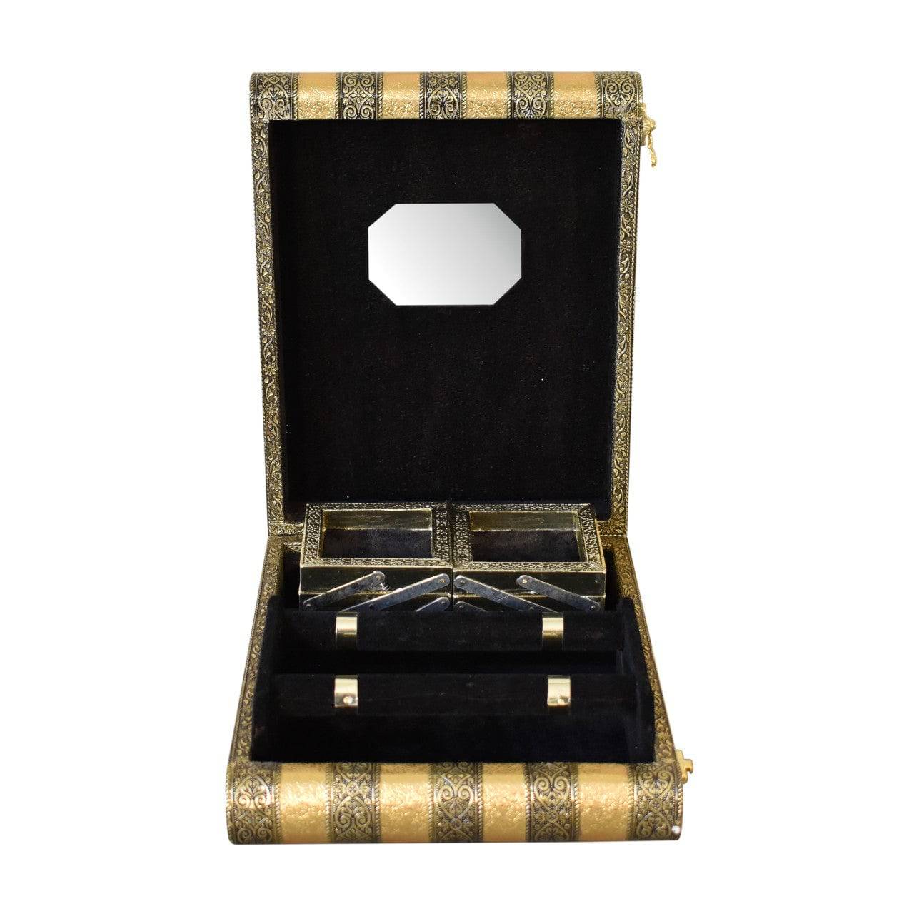 Black Velvet Double Rod Jewellery Box by Artisan Furniture - Price Crash Furniture