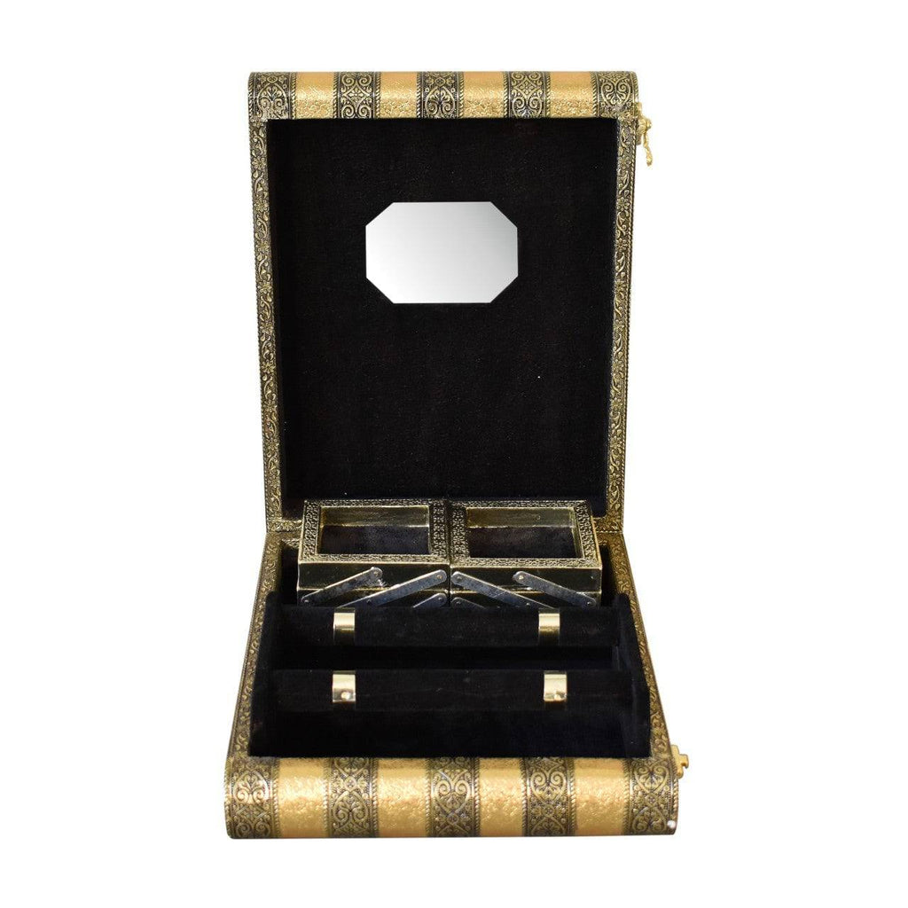 Black Velvet Double Rod Jewellery Box by Artisan Furniture - Price Crash Furniture