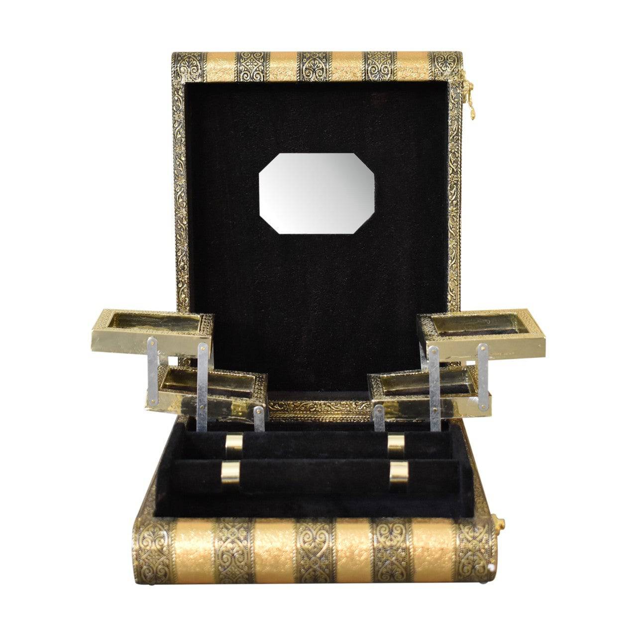 Black Velvet Double Rod Jewellery Box by Artisan Furniture - Price Crash Furniture